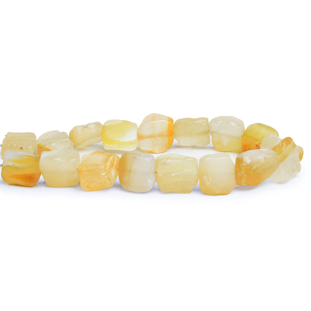 15x11mm Lemon Chiffon Agate Hammer Faceted Rectangles 8 inch 14 beads - The Bead Traders