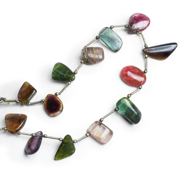 15x11mm Multi Color Tourmaline Plain Nuggets 8.5 inch 13 beads