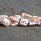 15x11mm Peach Biwa Pearls 16 inch 27 beads - The Bead Traders