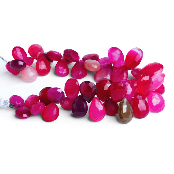 15x11mm Pink Chalcedony Faceted Pears 8 inch 45 beads