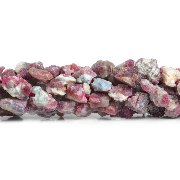 15x11mm Pink Tourmaline Natural Crystals 14 inch 30 beads