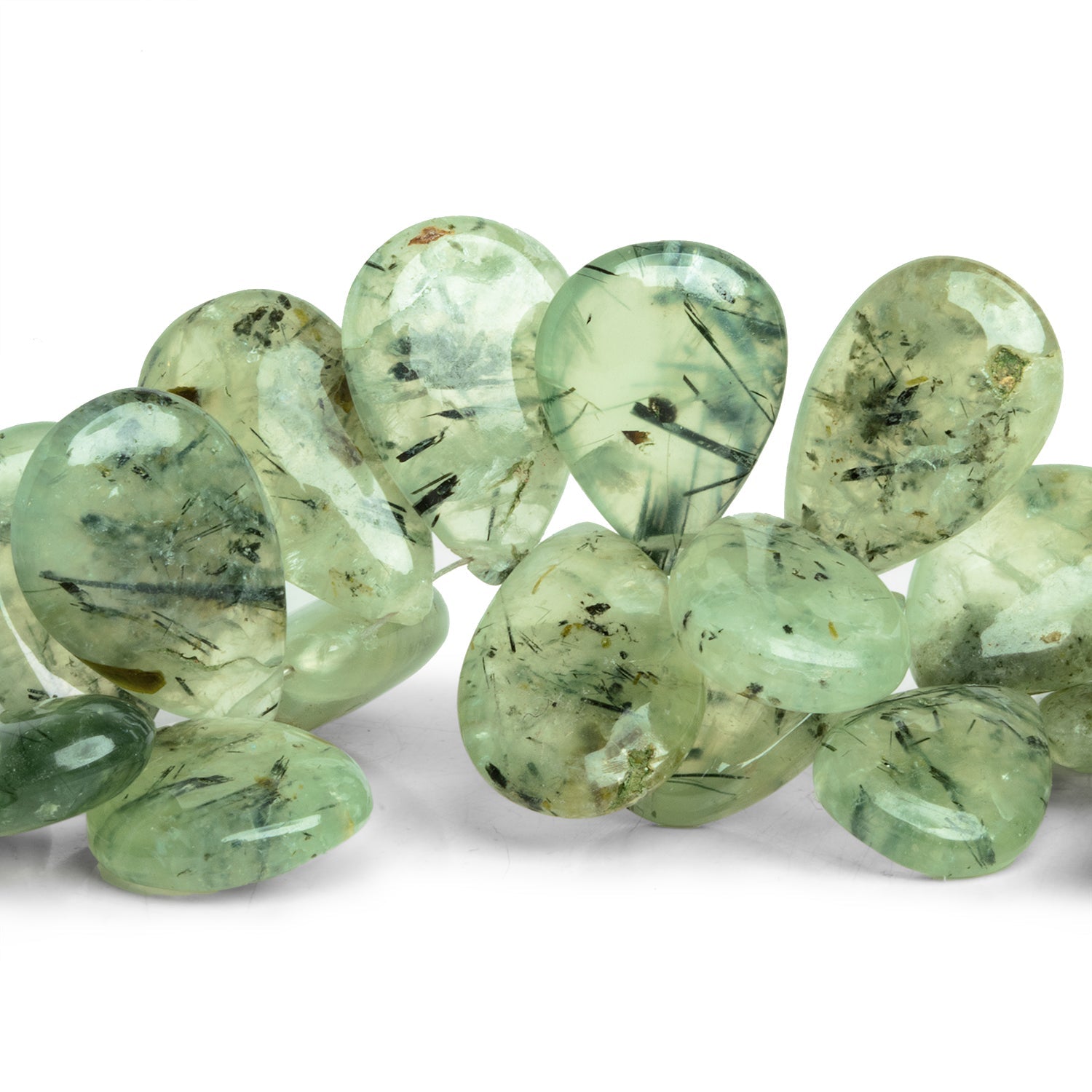 15x11mm Prehnite Plain Pears 8 inch 43 beads - The Bead Traders