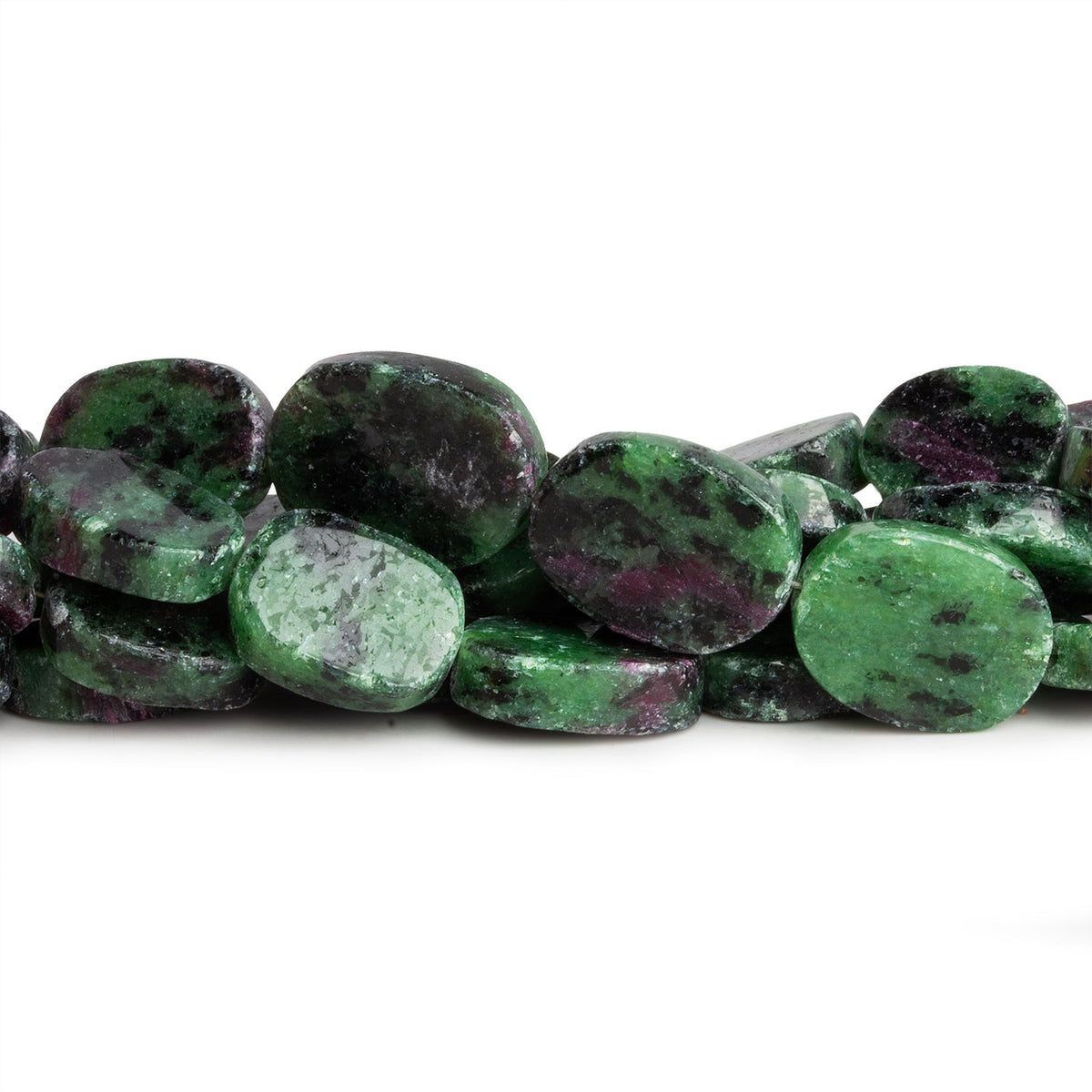 15x11mm Ruby in Zoisite Slices 8 inch 15 beads - The Bead Traders