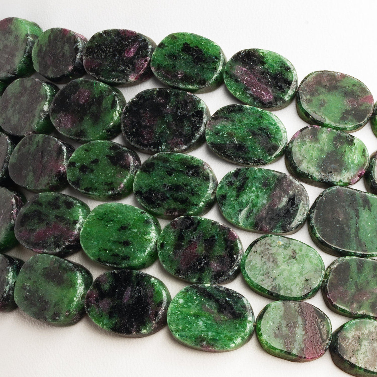 15x11mm Ruby in Zoisite Slices 8 inch 15 beads - The Bead Traders