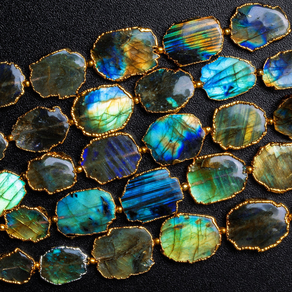 15x12mm Gold Leafed Labradorite Nuggets 4 inch 7 beads - The Bead Traders