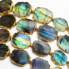 15x12mm Gold Leafed Labradorite Nuggets 4 inch 7 beads - The Bead Traders