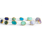 15x12mm Gold Leafed Multi Gemstone Straight - Drilled Slices 11 inch 11 beads - The Bead Traders