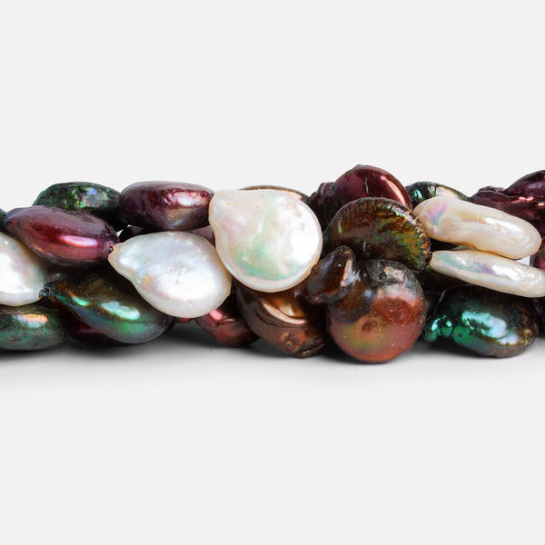 14x11mm Multicolor Coin Pearls 15 inch 27 beads