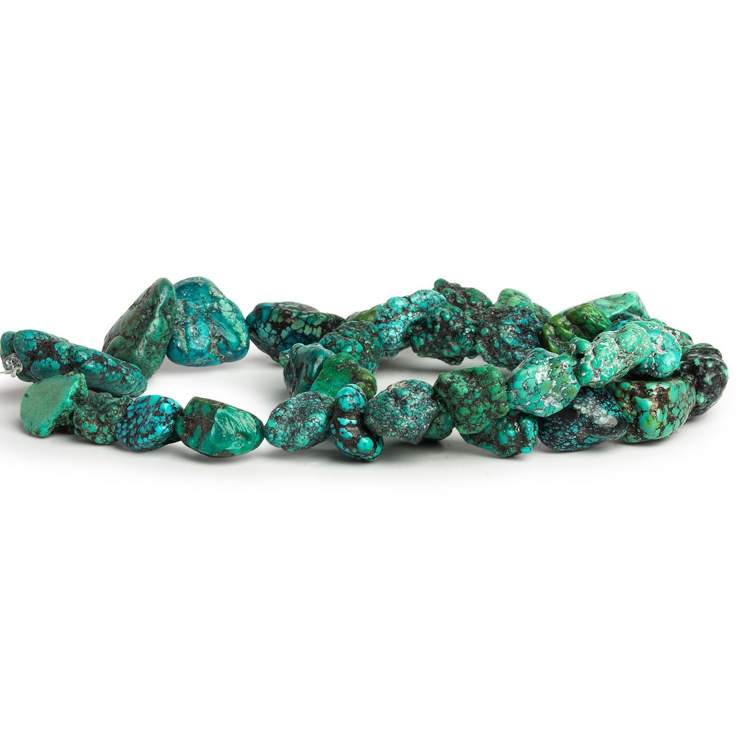 15x12mm Natural Chinese Turquoise Nuggets 15 inch 28 beads - The Bead Traders