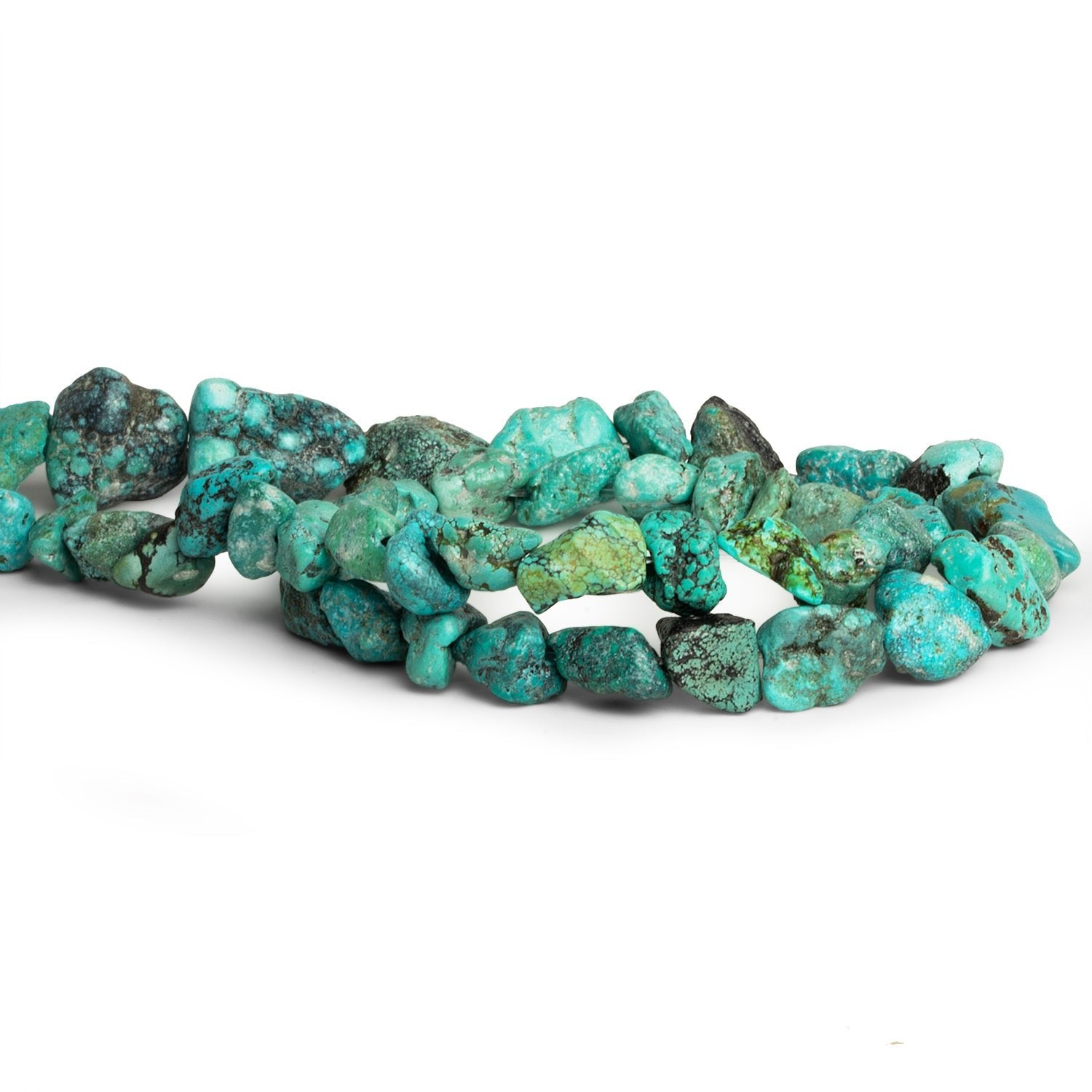 15x12mm Natural Chinese Turquoise Nuggets 15 inch 34 beads - The Bead Traders