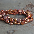 15x12mm Reddish Copper Baroque Pearls 15 inch 24 beads - The Bead Traders