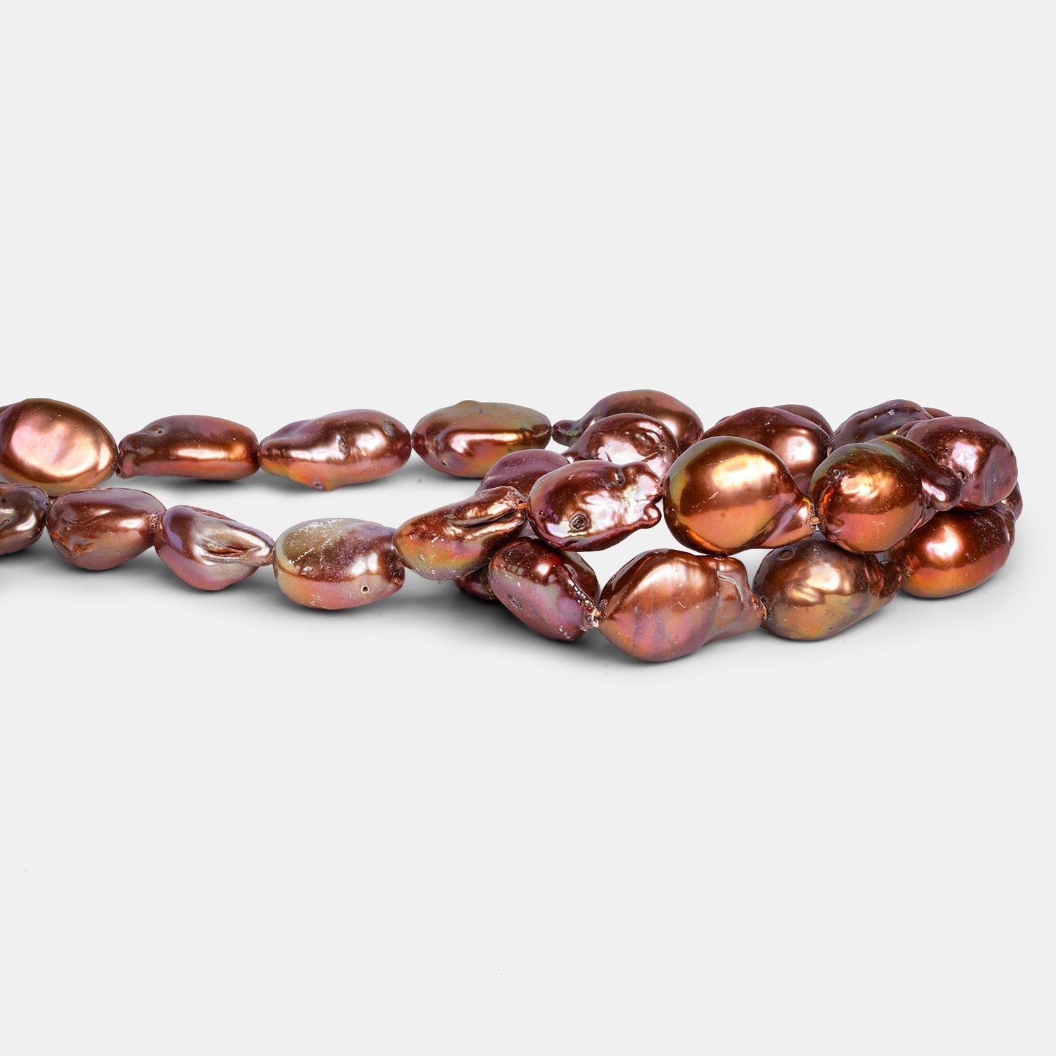 15x12mm Reddish Copper Baroque Pearls 15 inch 24 beads - The Bead Traders