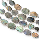 15x12mm Silver Leafed Labradorite Nuggets 4.5 inch 7 beads - The Bead Traders