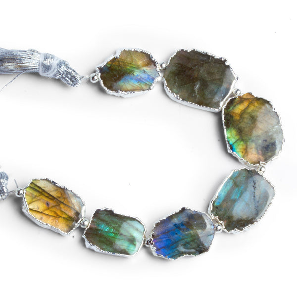 15x12mm Silver Leafed Labradorite Nuggets 4.5 inch 7 beads
