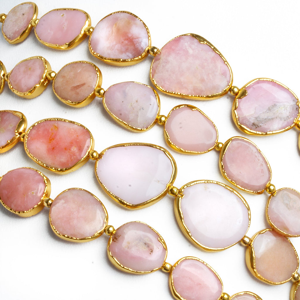 15x13mm Gold Leafed Pink Peruvian Opal Nuggets 4 inch 7 beads - The Bead Traders