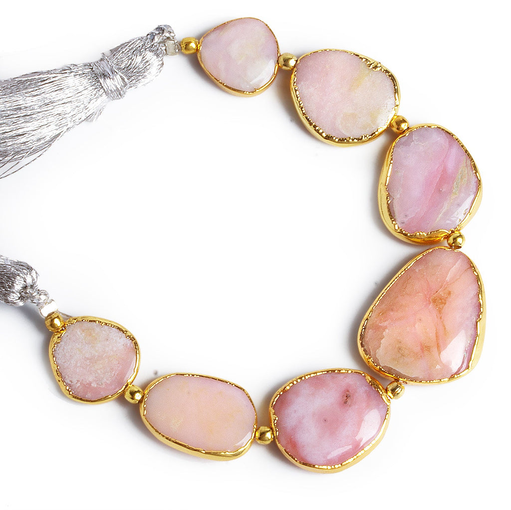 15x13mm Gold Leafed Pink Peruvian Opal Nuggets 4 inch 7 beads - The Bead Traders