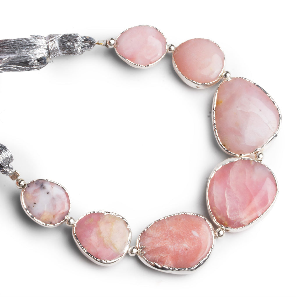 15x13mm Silver Leafed Pink Peruvian Opal Nuggets 4 inch 7 beads - The Bead Traders