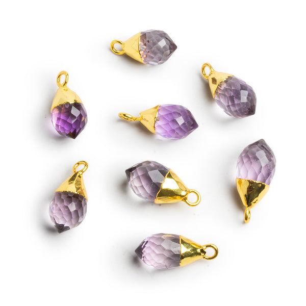15x7mm Gold Leafed Amethyst Faceted Teardrop Pendant 1 Bead