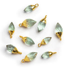 15x7mm Gold Leafed Prasiolite Faceted Teardrop Pendant 1 Bead - The Bead Traders