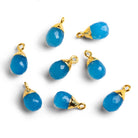 15x8mm Gold Leafed Blue Chalcedony Teardrop Pendant 1 Bead - The Bead Traders