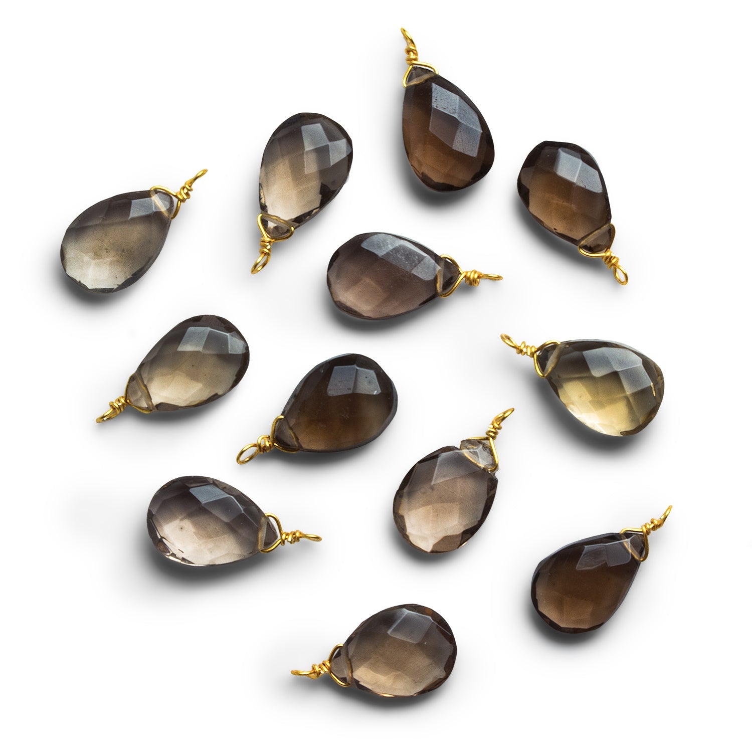 15x8mm Light Smoky Quartz Faceted Pear Wire-Wrapped Pendant 1 Bead - The Bead Traders