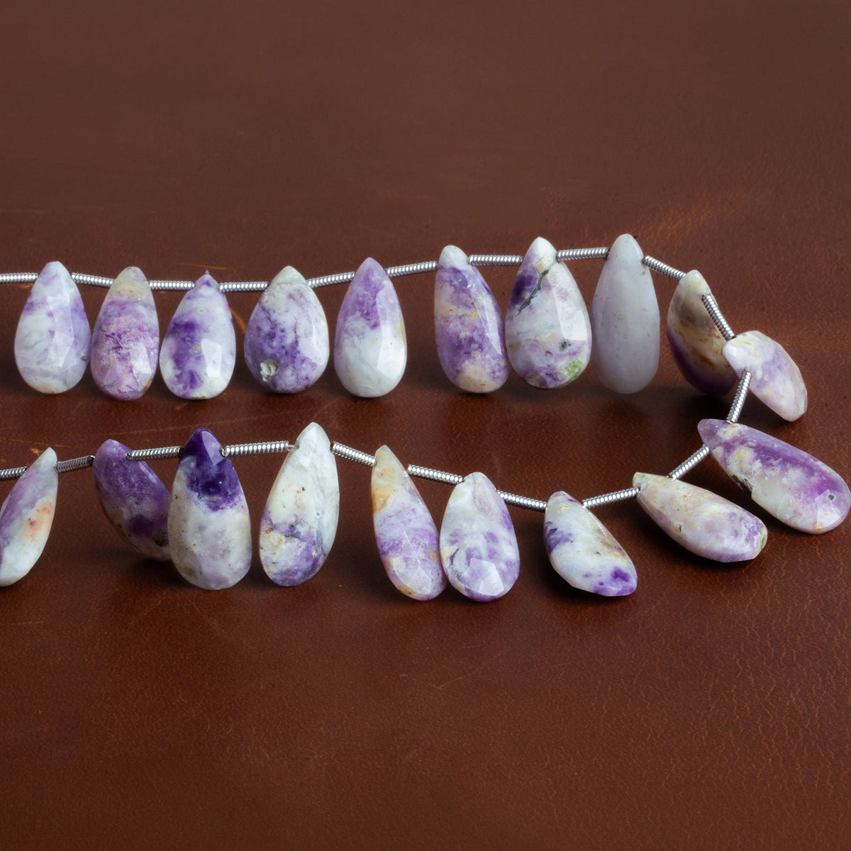 15x8mm Morado Purple Opal Faceted Pears 8 inch 19 beads - The Bead Traders