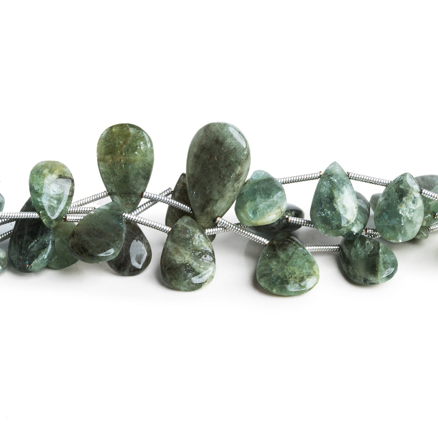 15x8mm Moss Aquamarine Plain Pears 8 inch 15 beads - The Bead Traders