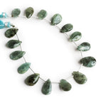 15x8mm Moss Aquamarine Plain Pears 8 inch 15 beads - The Bead Traders
