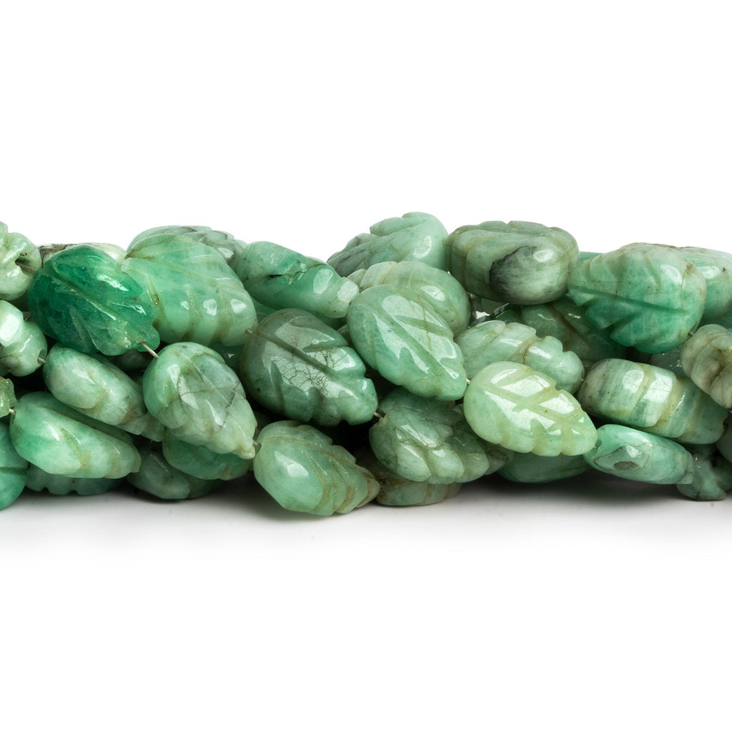 15x9mm Emerald Carved Pears 16 inch 31 beads - The Bead Traders