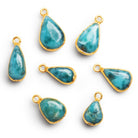 15x9mm Gold Leafed Larimar Plain Pear Pendant 1 Bead - The Bead Traders