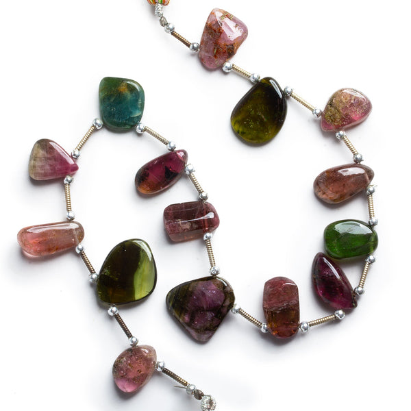 15x9mm Multicolor Tourmaline Plain Nuggets 9.5 inch 15 beads