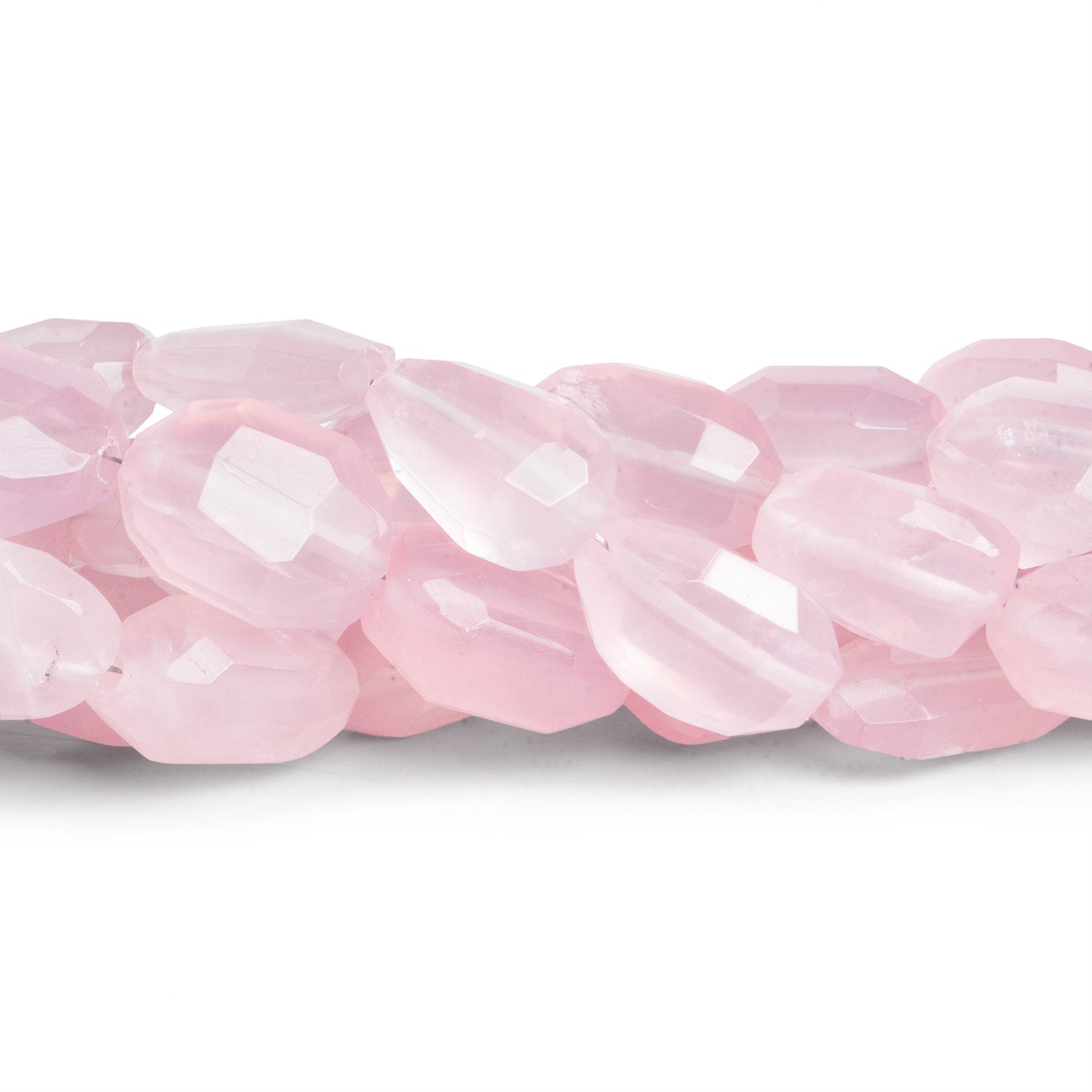 15x9mm Rose Quartz Faceted Nuggets 9.5 inch 17 beads - The Bead Traders