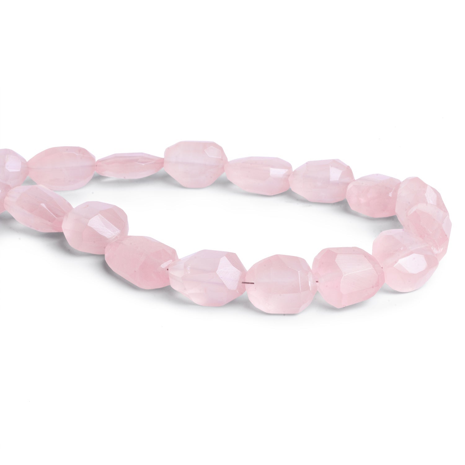 15x9mm Rose Quartz Faceted Nuggets 9.5 inch 17 beads - The Bead Traders