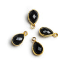 15x9mm Vermeil Bezeled Black Onyx Pear Pendants Set of 4 - The Bead Traders