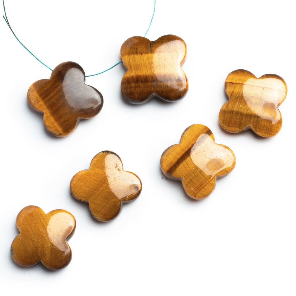 16 - 19mm Tiger's Eye Quatrefoil Focals Set of 2 Beads - The Bead Traders