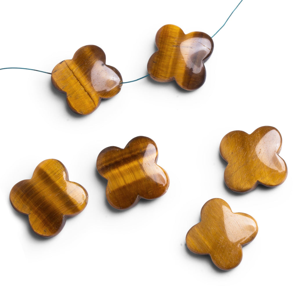 16 - 19mm Tiger's Eye Quatrefoil Focals Set of 2 Beads - The Bead Traders