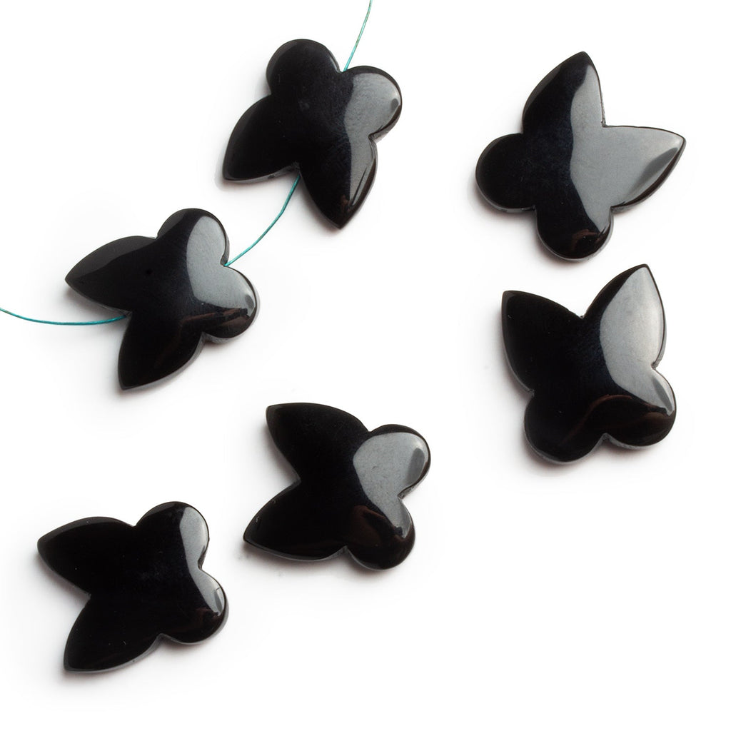 16 - 21mm Black Onyx Butterfly Focals Set of 2 Beads - The Bead Traders
