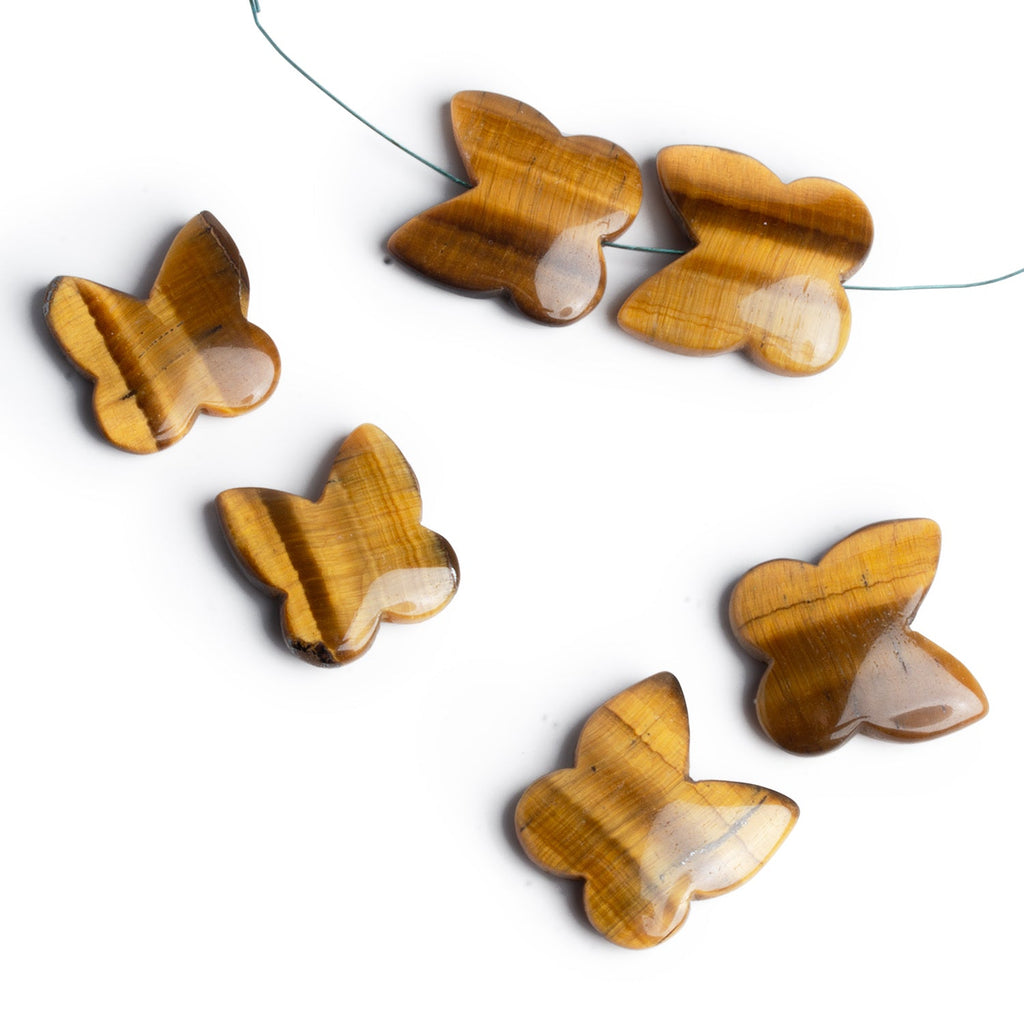 16 - 21mm Tiger's Eye Butterfly Focals Set of 2 Beads - The Bead Traders