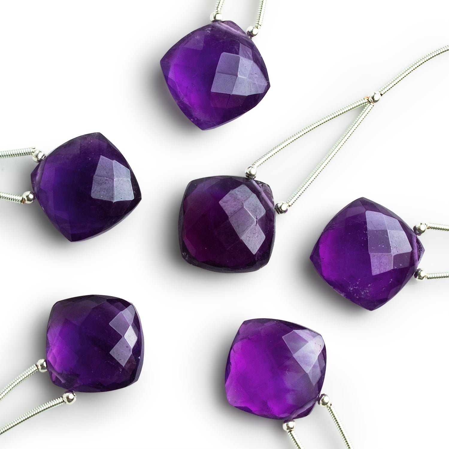 16mm Amethyst Faceted Pillow Focal 1 Bead - The Bead Traders