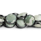 16mm Black Gold Leafed Jasper Plain Coins 5.5 inch 9 beads - The Bead Traders