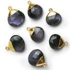 16mm Gold Leafed Iolite Faceted Heart Pendant 1 Bead - The Bead Traders