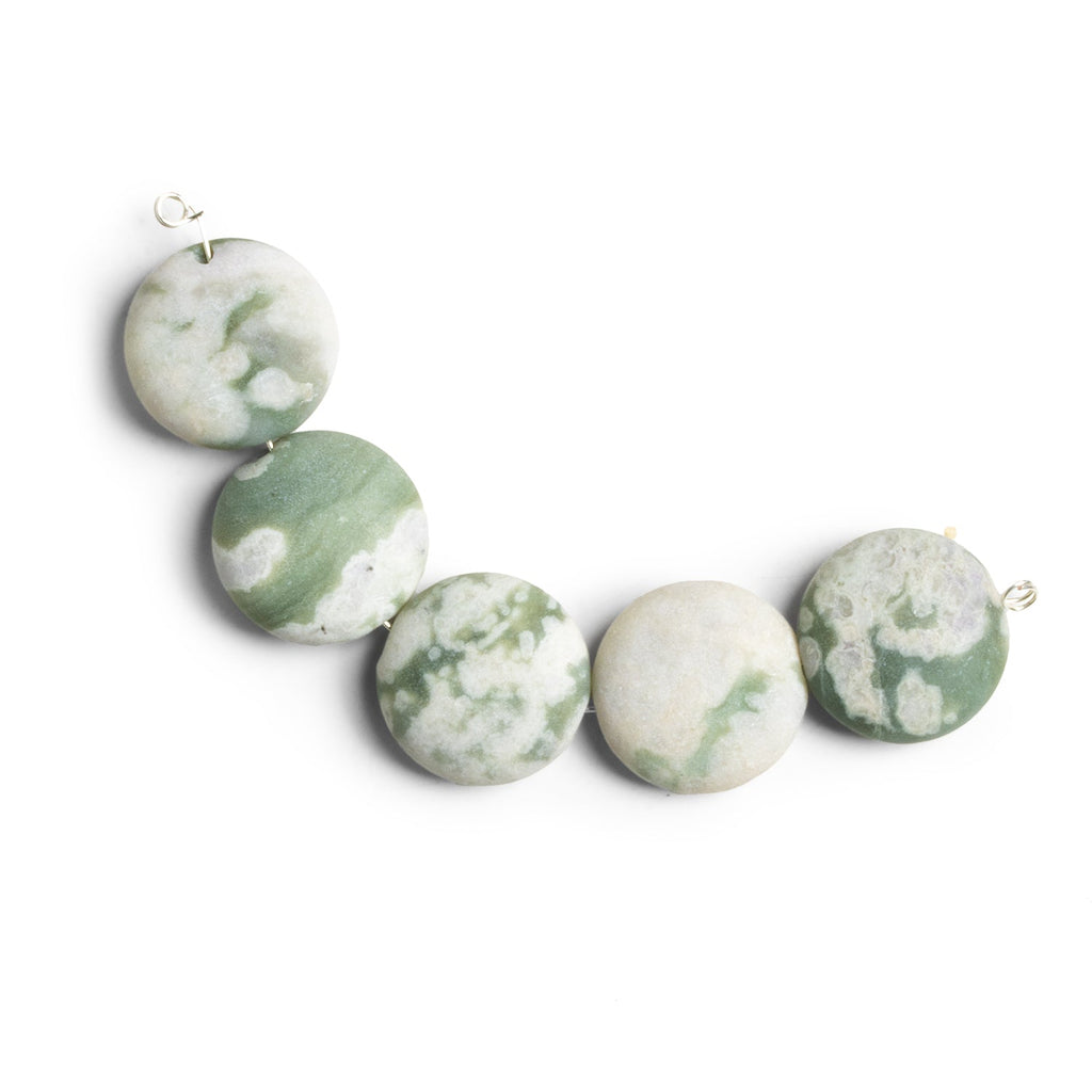 16mm Matte Harmony Jasper Coins Set of 5 bead focals - The Bead Traders