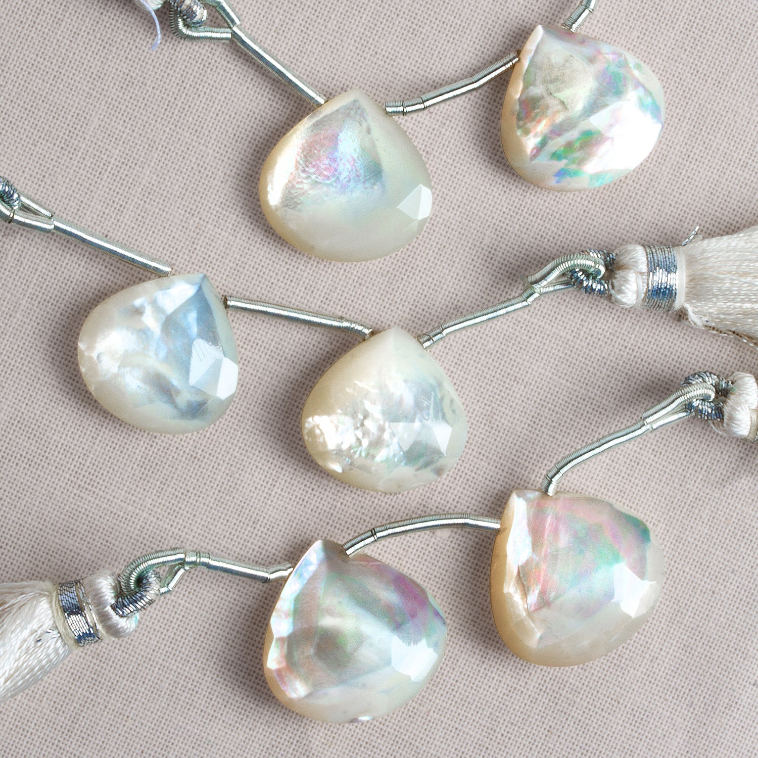 16mm Mother of Pearl Heart Focals Set of 2 Beads - The Bead Traders