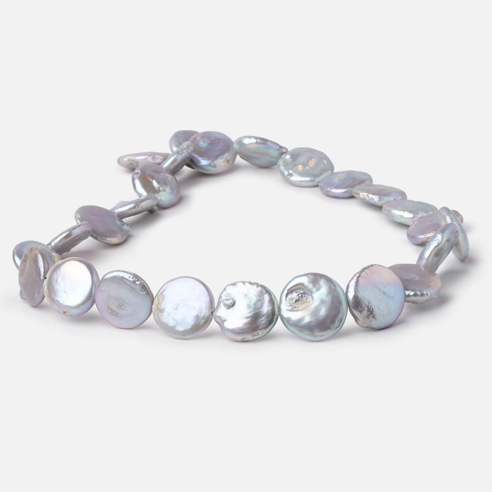16mm Silver Coin Pearls 16 inch 24 Beads - The Bead Traders