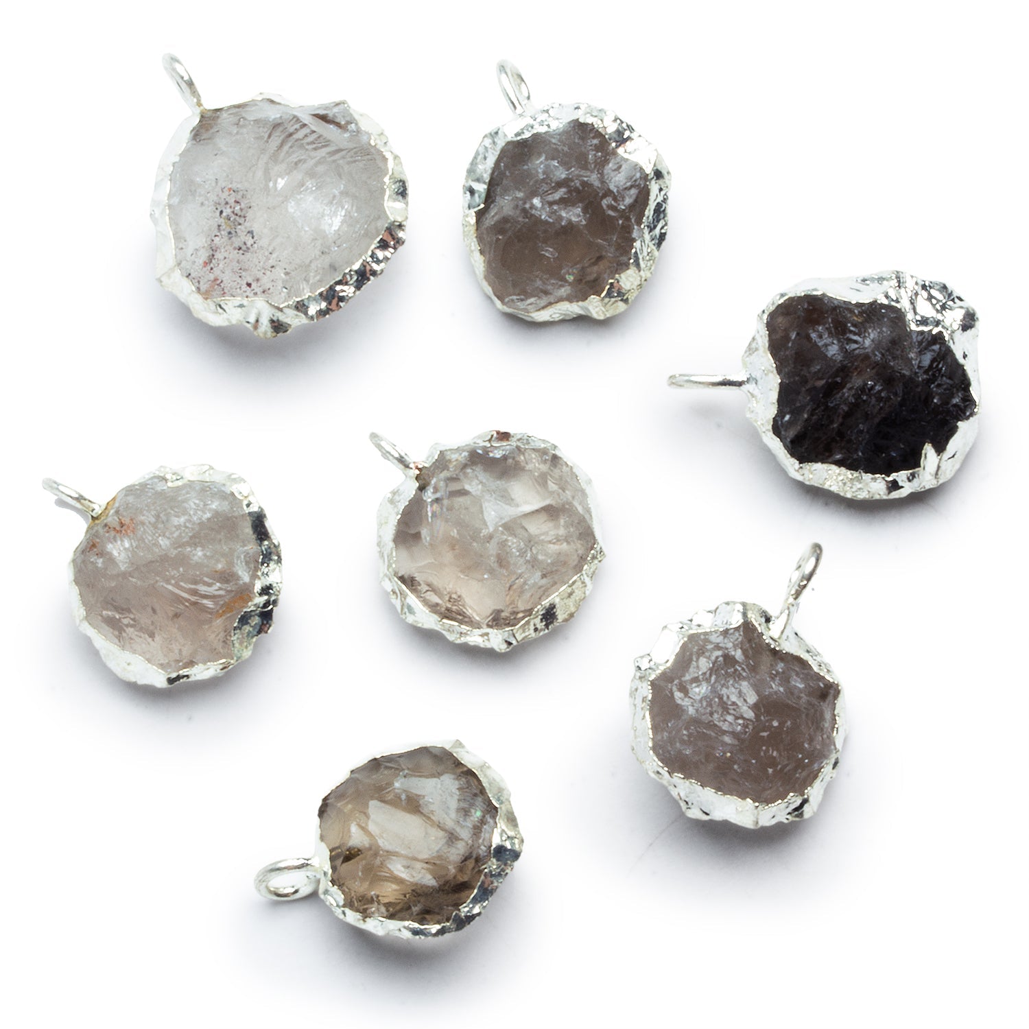16mm Silver Leafed Hammer Faceted Coin Pendant 1 Bead - The Bead Traders