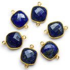 16mm Vermeil Bezeled Lapis Lazuli Cushion Connector 1 Bead - The Bead Traders