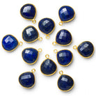 16mm Vermeil Bezeled Lapis Lazuli Heart Pendant 1 Bead - The Bead Traders