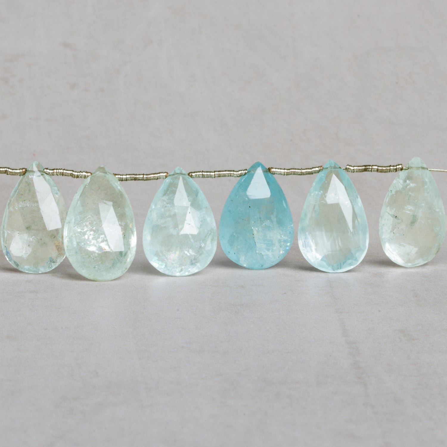 16x10mm Aquamarine Faceted Pears 6.5 inch 15 beads - The Bead Traders