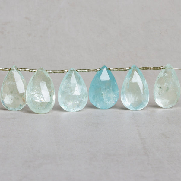 16x10mm Aquamarine Faceted Pears 6.5 inch 15 beads