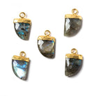 16x10mm Gold Leafed Labradorite Horn Pendants 1 piece - The Bead Traders